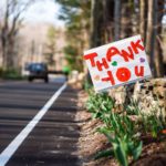 thank you note by side of road